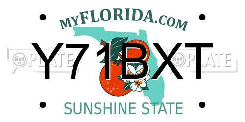 Y71BXT Florida License Plate