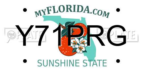 Y71PRG Florida License Plate