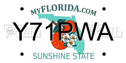 Y71PWA Florida License Plate