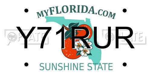 Y71RUR Florida License Plate
