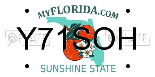 Y71SOH Florida License Plate