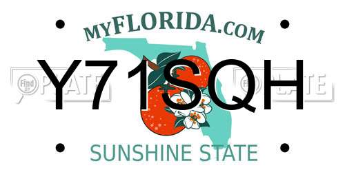 Y71SQH Florida License Plate