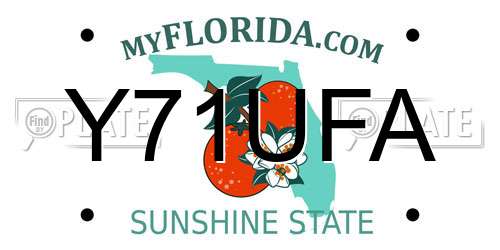 Y71UFA Florida License Plate