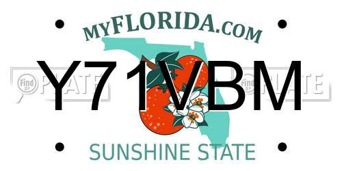 Y71VBM Florida License Plate