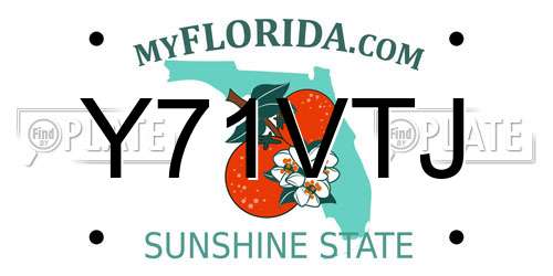 Y71VTJ Florida License Plate