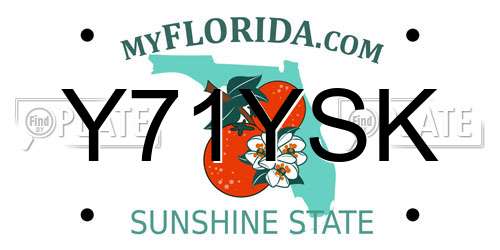 Y71YSK Florida License Plate