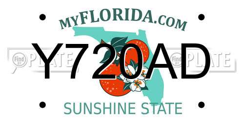 Y720AD Florida License Plate