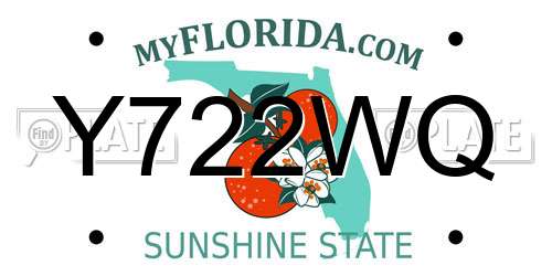 Y722WQ Florida License Plate