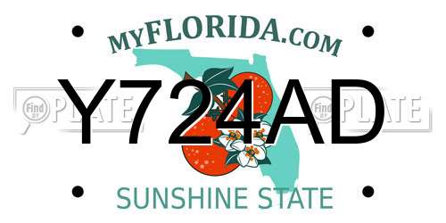 Y724AD Florida License Plate