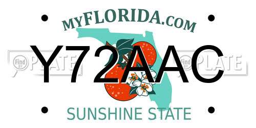 Y72AAC Florida License Plate