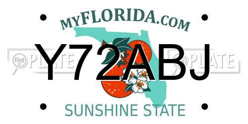 Y72ABJ Florida License Plate