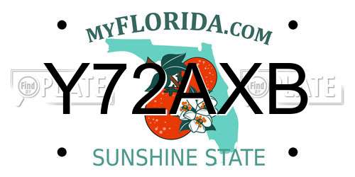 Y72AXB Florida License Plate