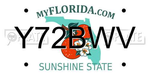 Y72BWV Florida License Plate