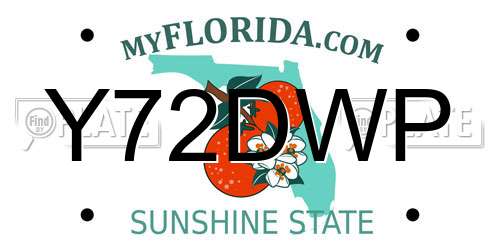 Y72DWP Florida License Plate
