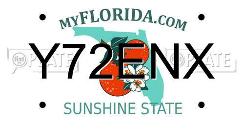 Y72ENX Florida License Plate