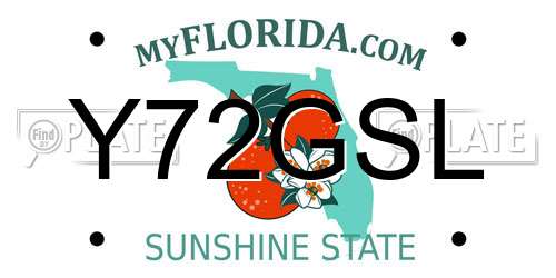 Y72GSL Florida License Plate