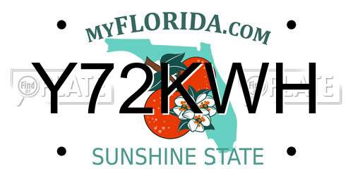 Y72KWH Florida License Plate