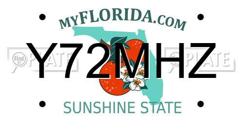 Y72MHZ Florida License Plate