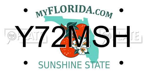 Y72MSH Florida License Plate