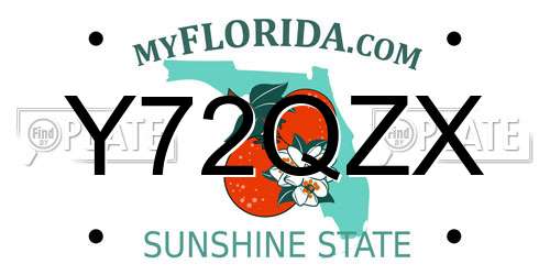 Y72QZX Florida License Plate
