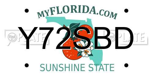 Y72SBD Florida License Plate