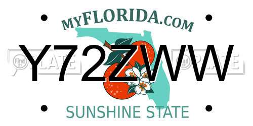 Y72ZWW Florida License Plate