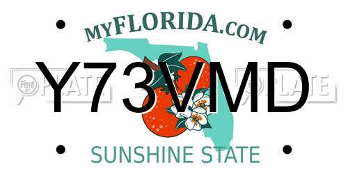 Y73VMD Florida License Plate