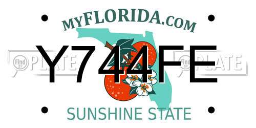 Y744FE Florida License Plate