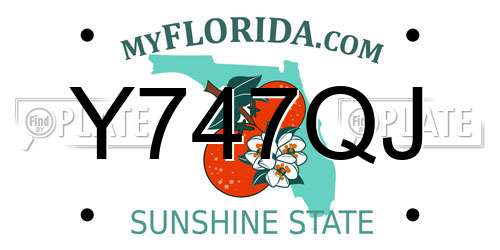 Y747QJ Florida License Plate