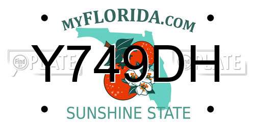 Y749DH Florida License Plate