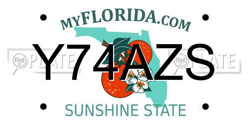 Y74AZS Florida License Plate