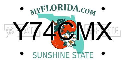 Y74CMX Florida License Plate