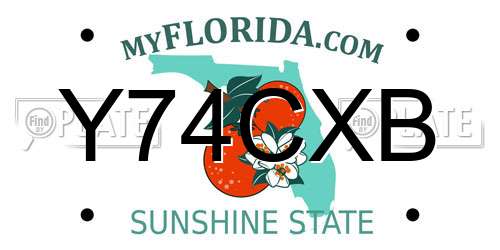 Y74CXB Florida License Plate