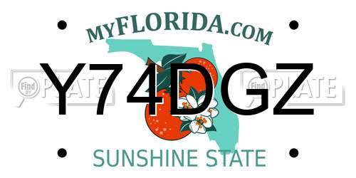 Y74DGZ Florida License Plate