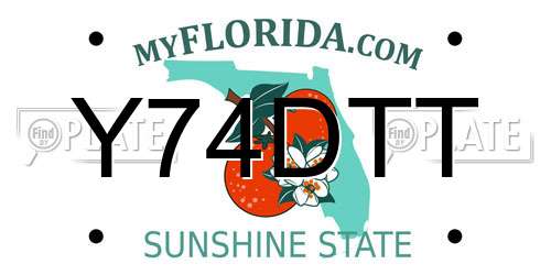 Y74DTT Florida License Plate