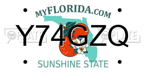 Y74GZQ Florida License Plate