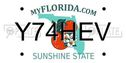 Y74HEV Florida License Plate