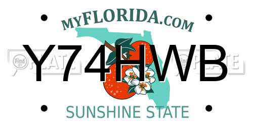 Y74HWB Florida License Plate