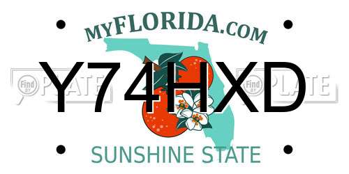Y74HXD Florida License Plate