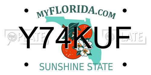 Y74KUF Florida License Plate