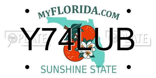 Y74LUB Florida License Plate
