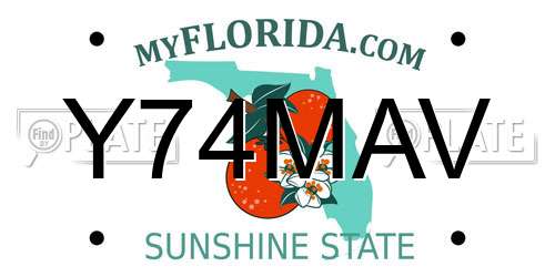 Y74MAV Florida License Plate