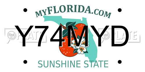 Y74MYD Florida License Plate