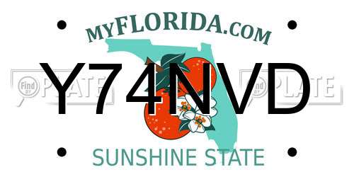 Y74NVD Florida License Plate
