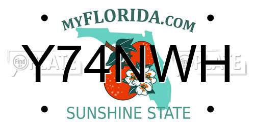 Y74NWH Florida License Plate