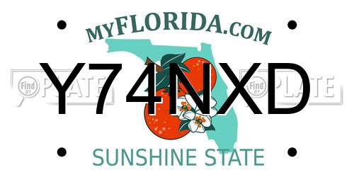 Y74NXD Florida License Plate