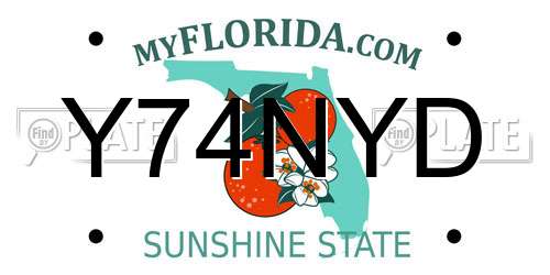 Y74NYD Florida License Plate