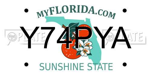 Y74PYA Florida License Plate