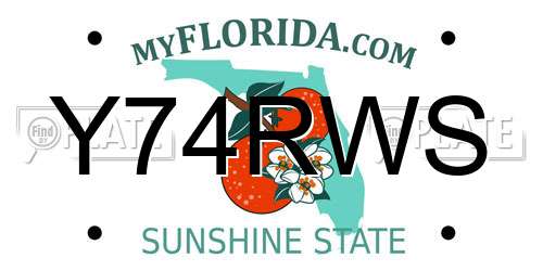 Y74RWS Florida License Plate