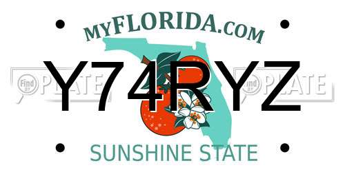 Y74RYZ Florida License Plate